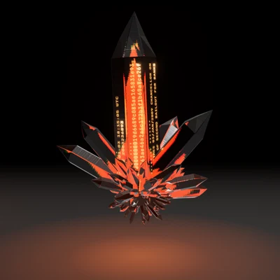 The Genesis crystal, typed with block 0's hash and coinbase message